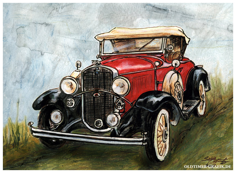 Chevrolet Independence Roadster, Baujahr 1931, Illustration von Sylvia Steinhoff geb. Benub