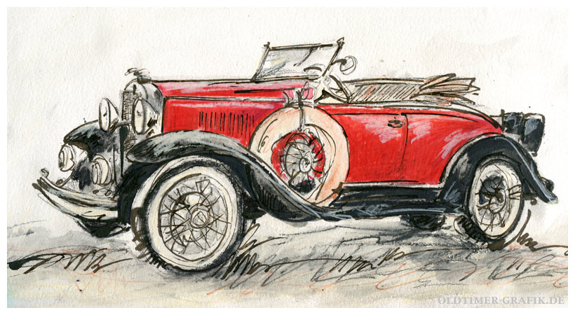 Chevrolet Independence Roadster, Baujahr 1931, Illustration von Sylvia Steinhoff geb. Benub